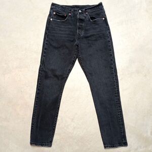 Levi's 501 S Skinny Jeans Women's 26x28 Black Button Fly Slim Taper Stretch